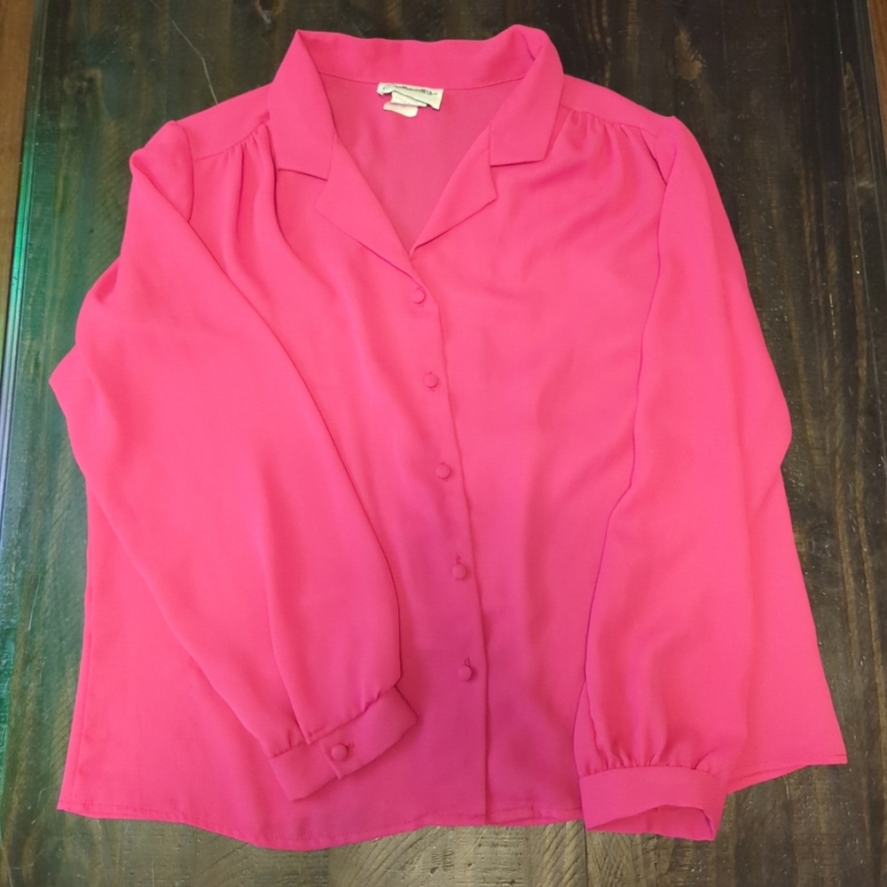 Vintage 1980's Silhouettes Button-Down Structured Striped Blouse, USA, 38